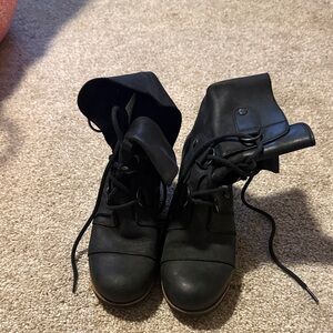 Sorel Black Leather Combat Boots